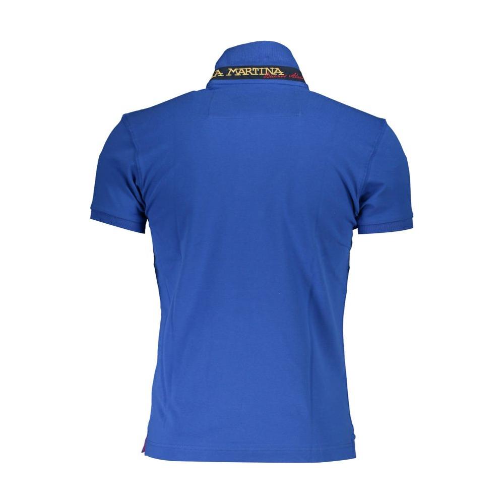 La Martina Blue Cotton Men Polo Shirt La Martina