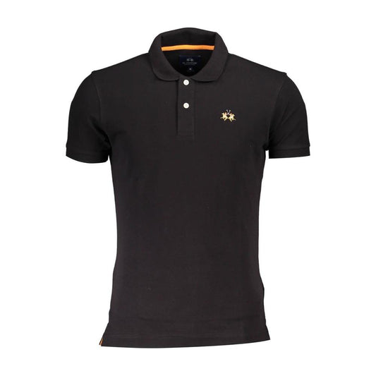 La Martina Black Cotton Men Polo Shirt La Martina