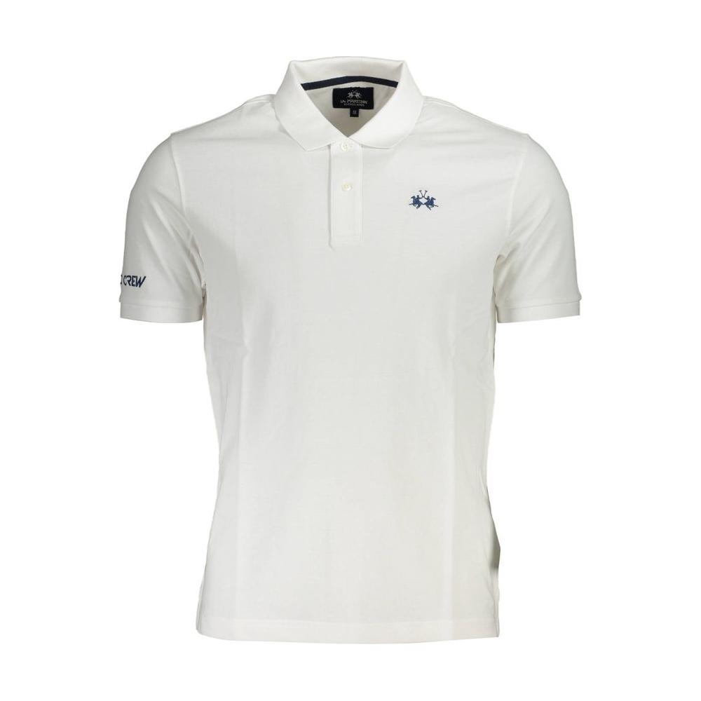 La Martina White Cotton Men Polo Shirt La Martina