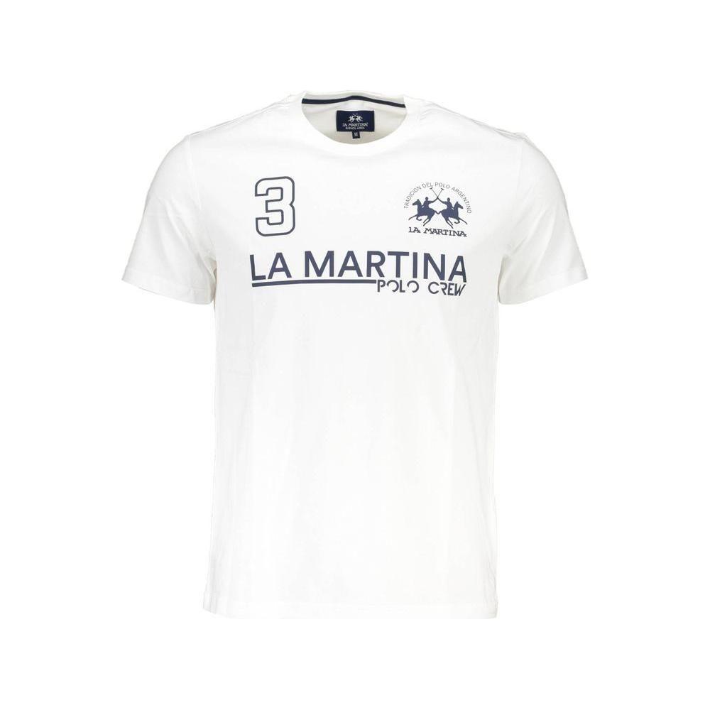 La Martina White Cotton Men T-Shirt La Martina