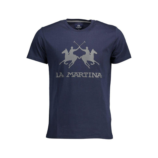 La Martina Chic Crew Neck Cotton Tee in Blue La Martina