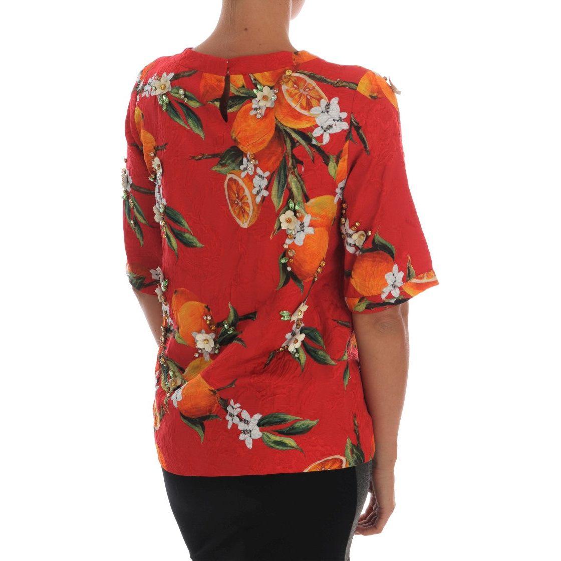 Dolce & Gabbana Embellished Crepe Blouse with Blossom Print Dolce & Gabbana