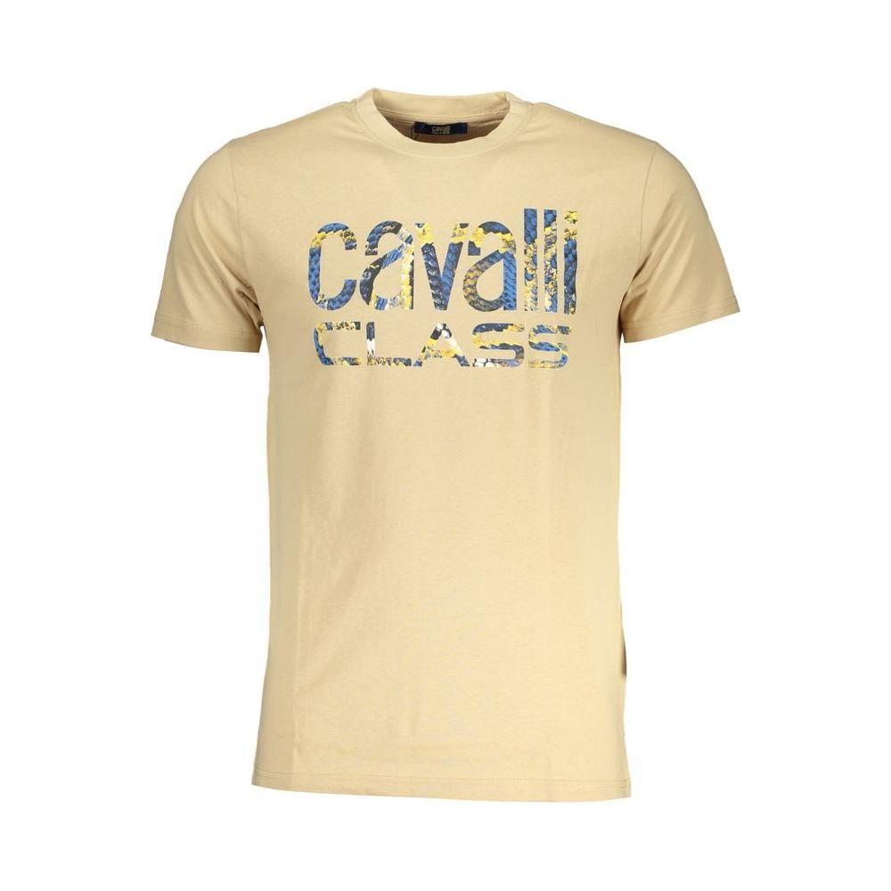 Cavalli Class Beige Cotton T-Shirt Cavalli Class