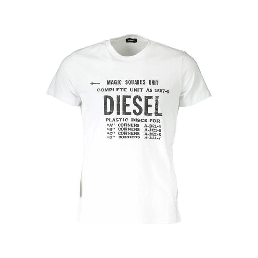 Diesel Sleek White Printed Crew Neck Tee Diesel