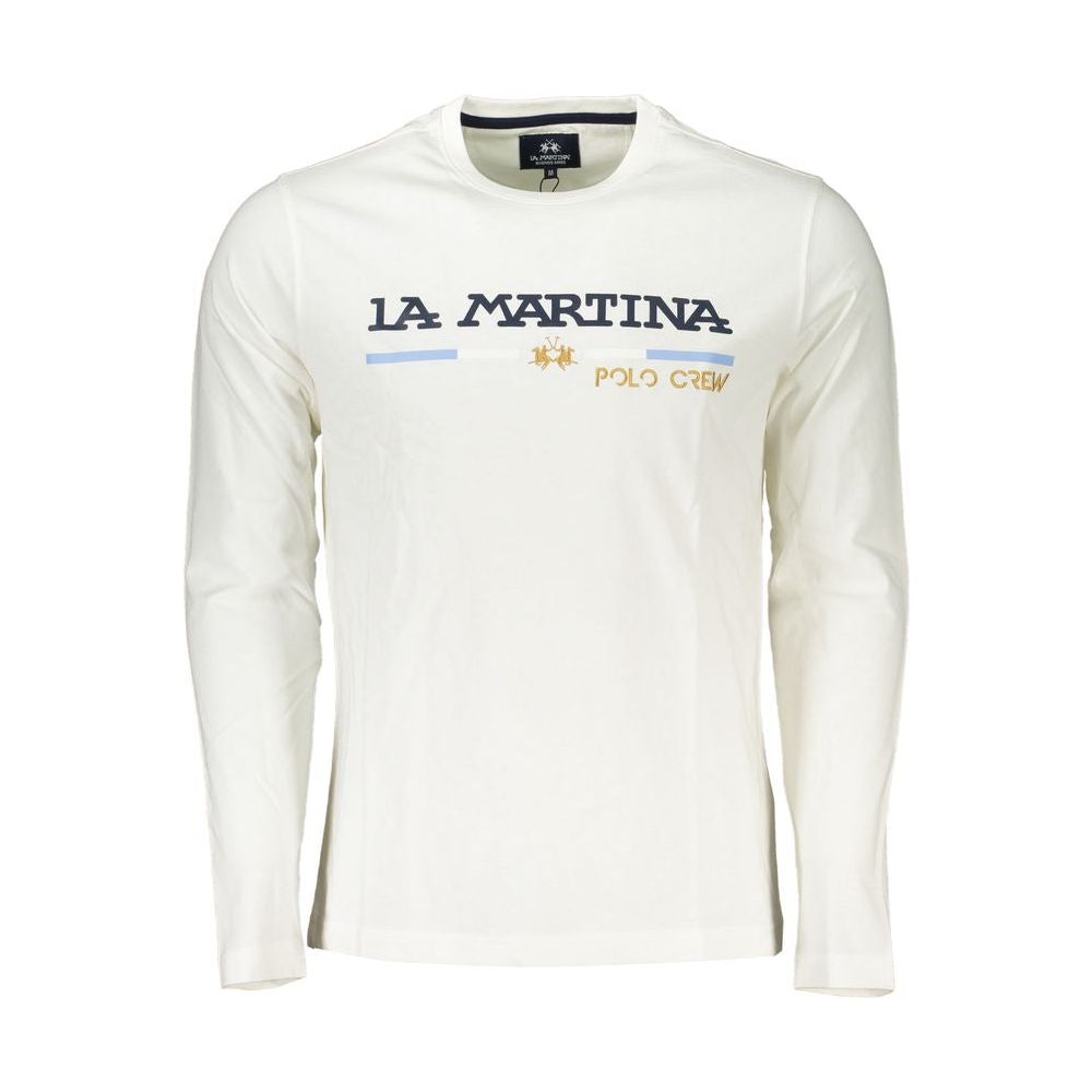 La Martina Chic Crew Neck Embroidered White Tee La Martina