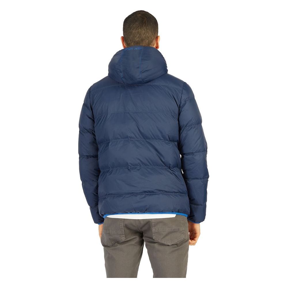 La Martina Blue Nylon Men Jacket La Martina