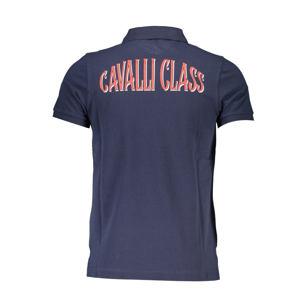 Cavalli Class Blue Cotton Men Polo Shirt Cavalli Class