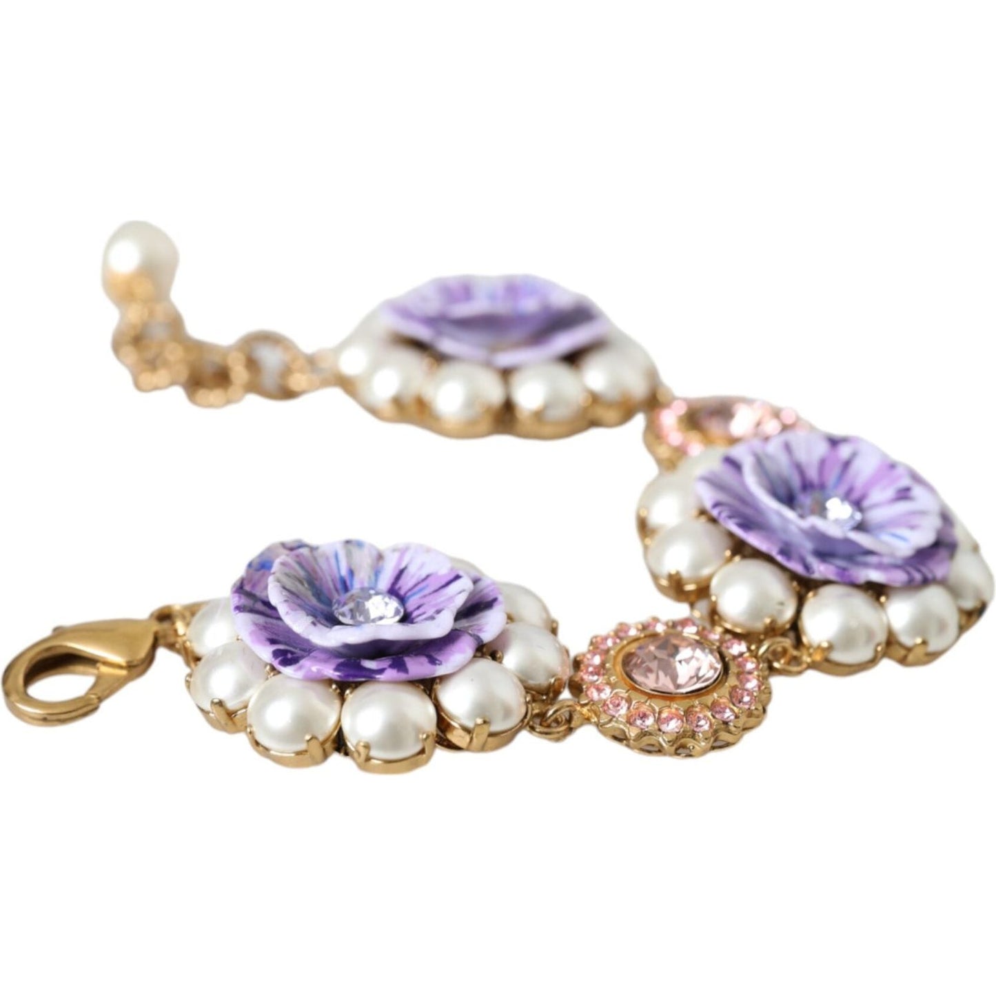 Dolce & Gabbana Gold FIORI BLOOMING Floral Baroque Crystals Bracelet Dolce & Gabbana