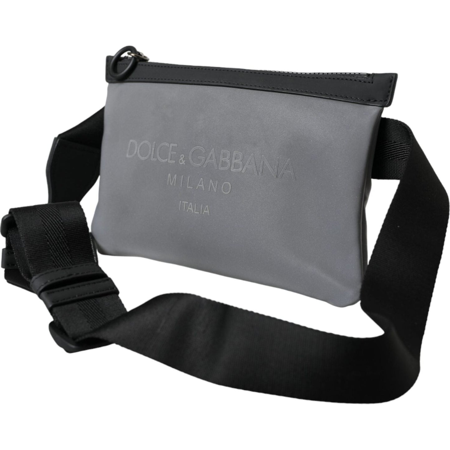 Dolce & Gabbana Gray Neoprene Logo Zip Waist Fanny Pack Belt Pouch Bag Dolce & Gabbana