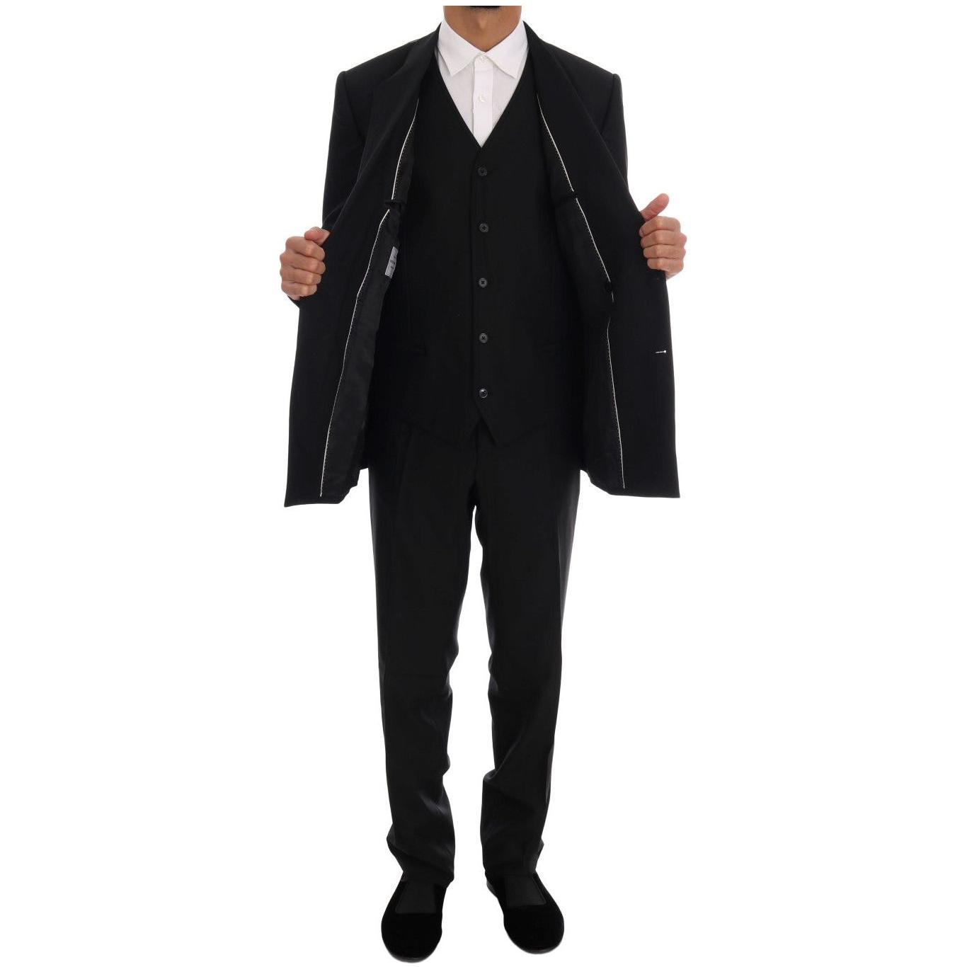 Dolce & Gabbana Elegant Black Wool Three-Piece Suit Suit Dolce & Gabbana