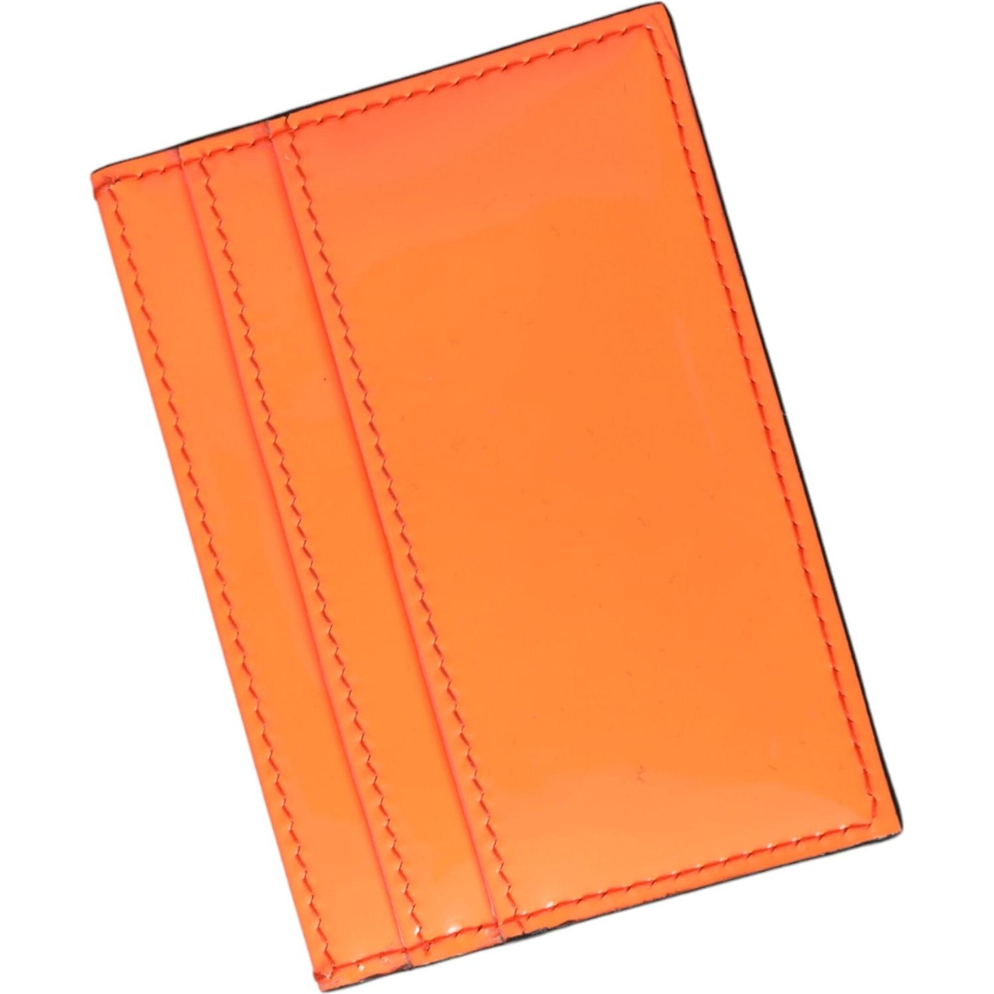 Dolce & Gabbana Orange Black Leather Logo Plaque Card Holder Wallet Dolce & Gabbana