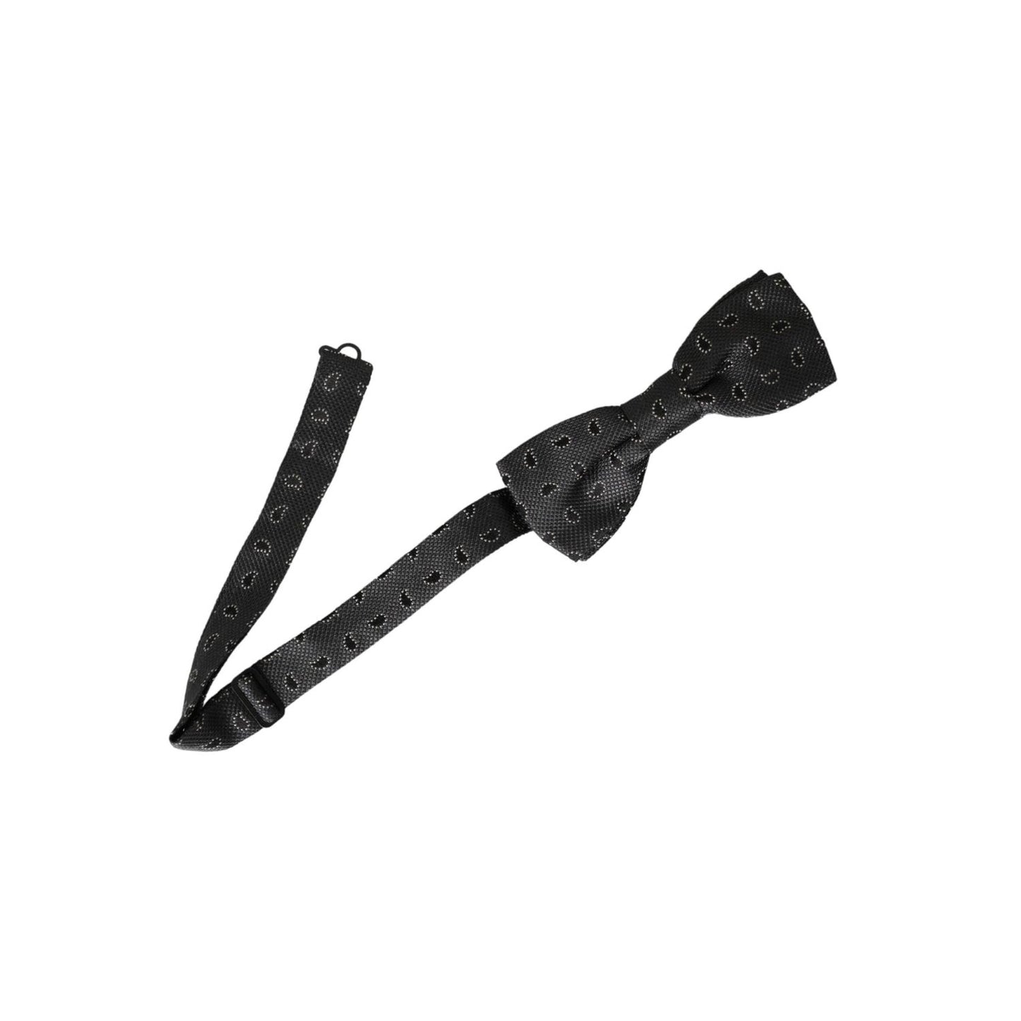 Dolce & Gabbana Black Silk Patterned Adjustable Neck Men Bow Tie