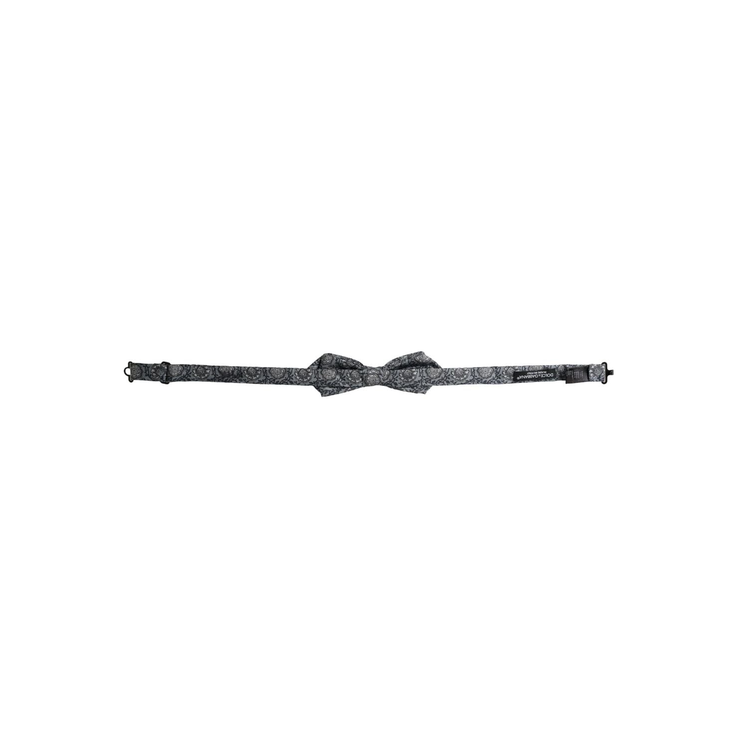 Dolce & Gabbana Gray Silk Patterned Adjustable Neck Men Bow Tie