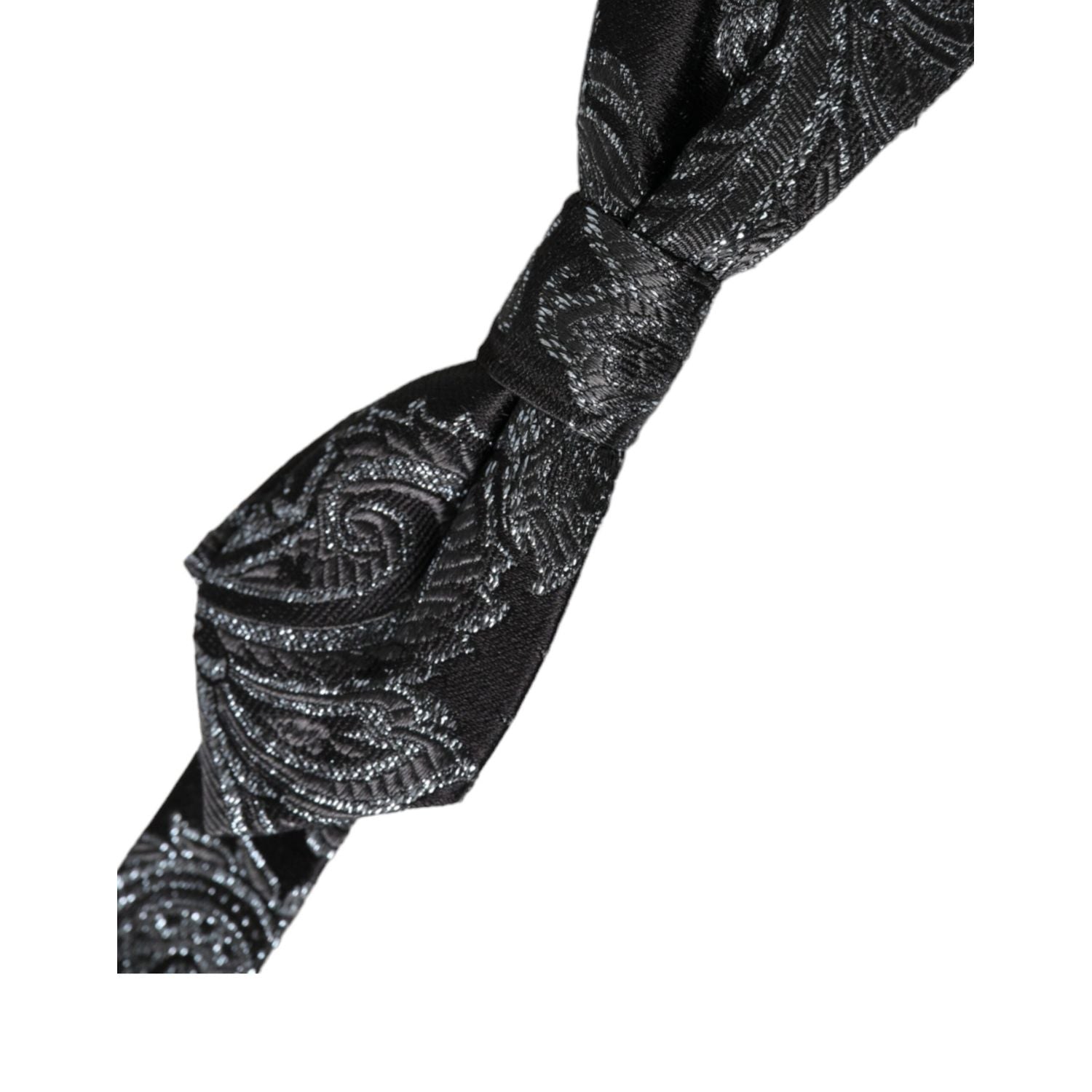 Dolce & Gabbana Black Silk Jacquard Adjustable Neck Men Bow Tie