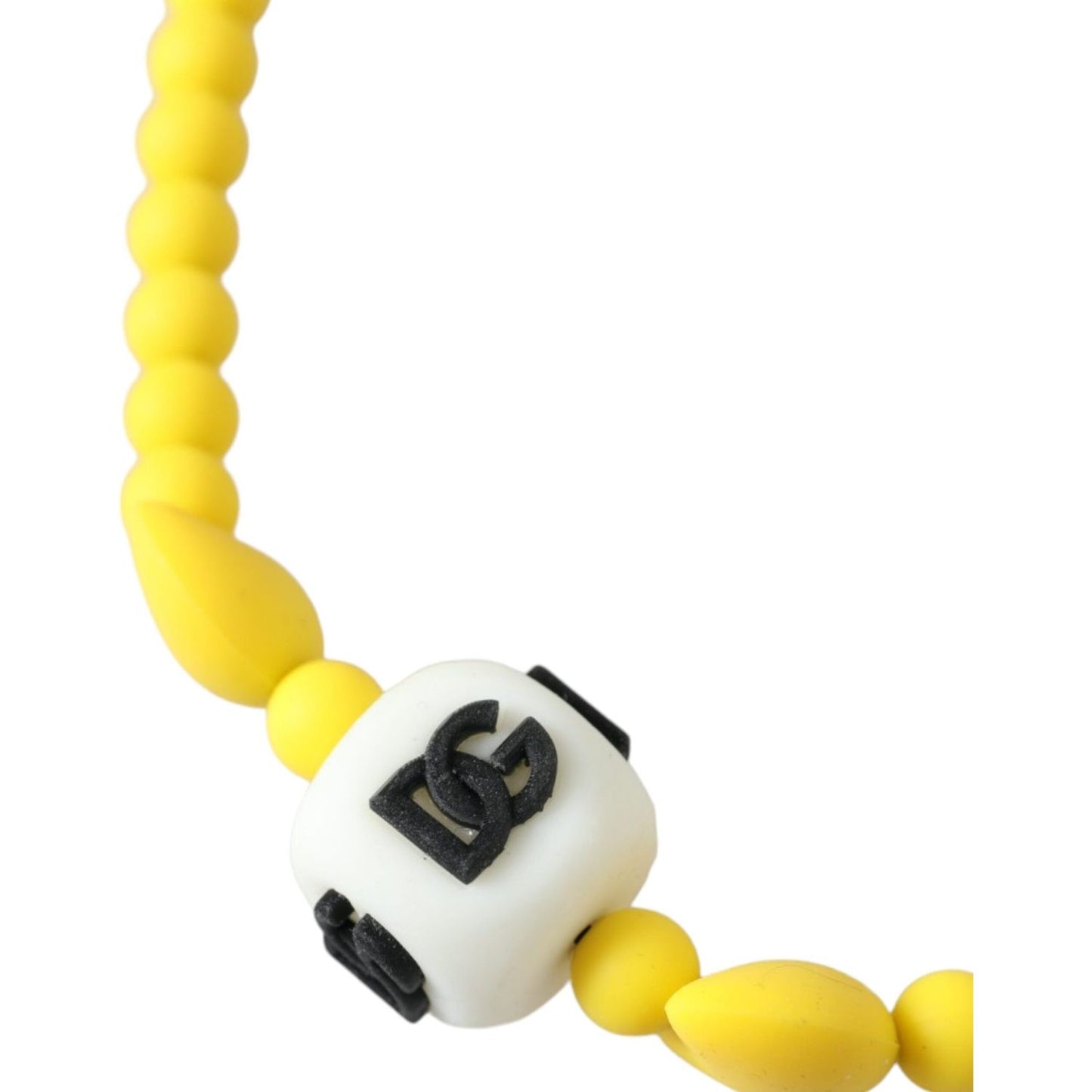 Dolce & Gabbana Yellow Beaded Chain DG Logo Charm Necklace Dolce & Gabbana