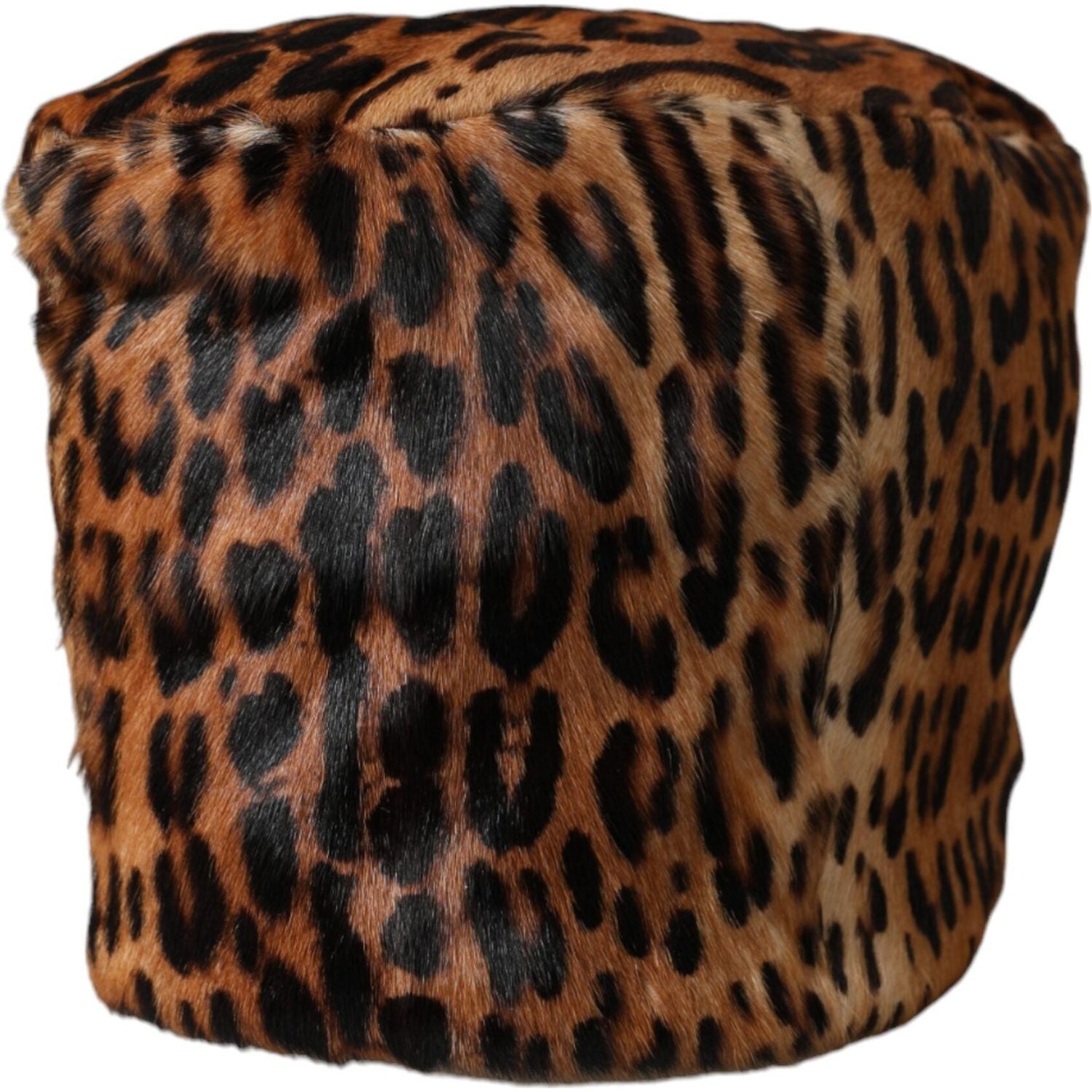Dolce & Gabbana Brown Leopard Fur Women Bucket Hat