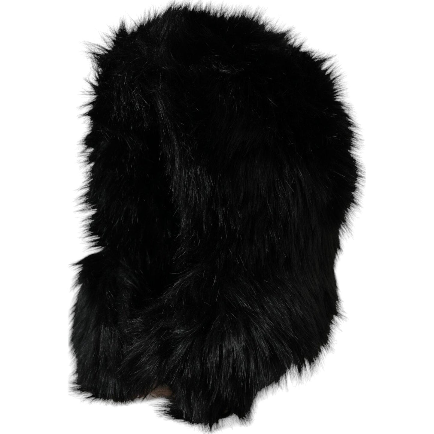 Dolce & Gabbana Black Faux Fur Whole Head Wrap Hat Dolce & Gabbana