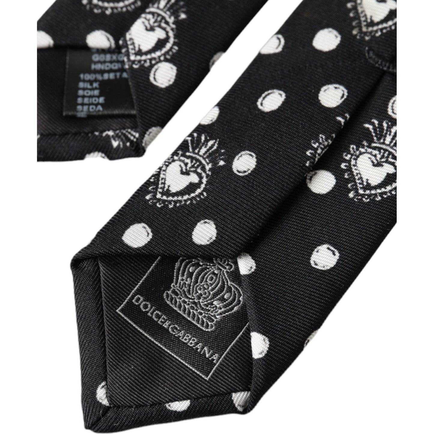 Dolce & Gabbana Black Heart Polka Dot Adjustable Tie Dolce & Gabbana