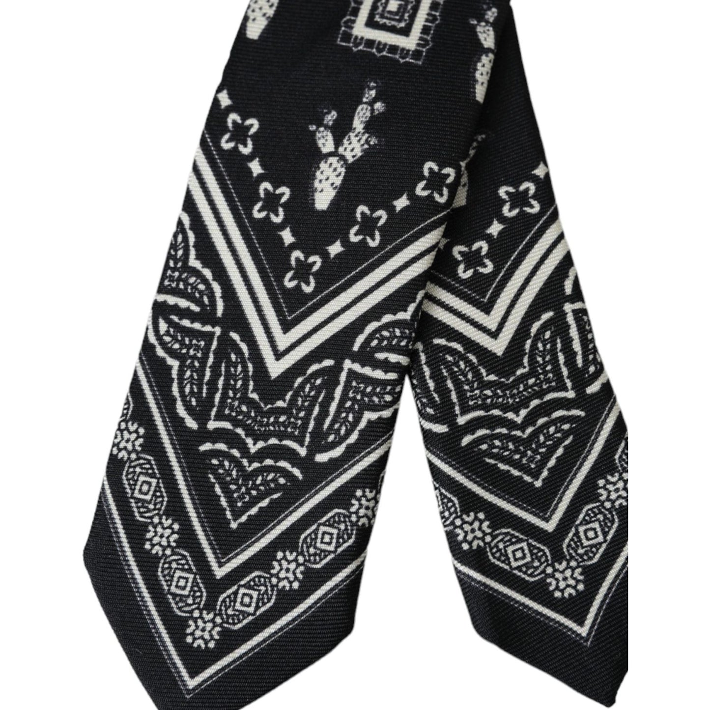 Dolce & Gabbana Black Patterned 100%Silk Adjustable Tie Dolce & Gabbana