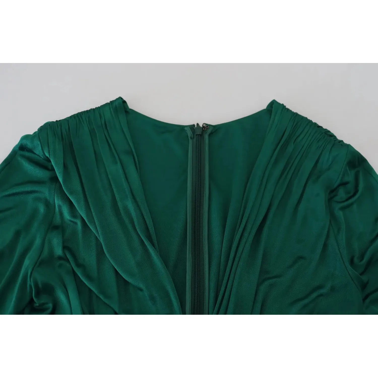 Dolce & Gabbana Dark Green Viscose Long Sleeve Midi Dress