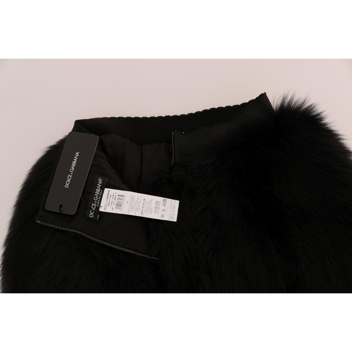 Dolce & Gabbana Black Lamb Fox Fur Mini Hot Pants