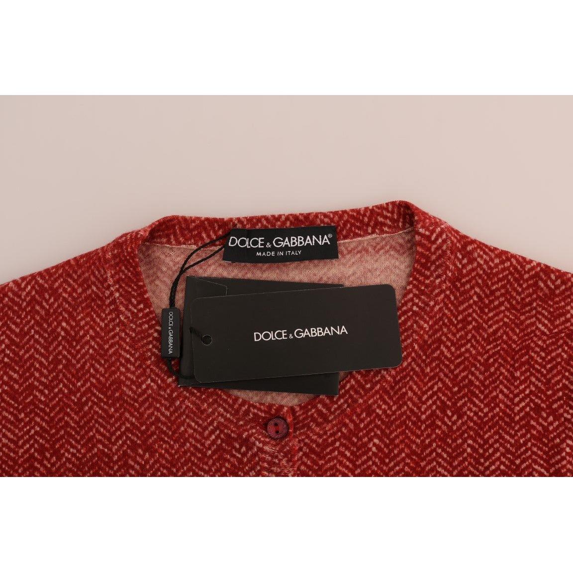 Dolce & Gabbana Red Wool Cardigan Sweater Dolce & Gabbana