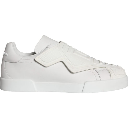 Dolce & Gabbana White Leather Slip On Low Top Sneakers Shoes Dolce & Gabbana