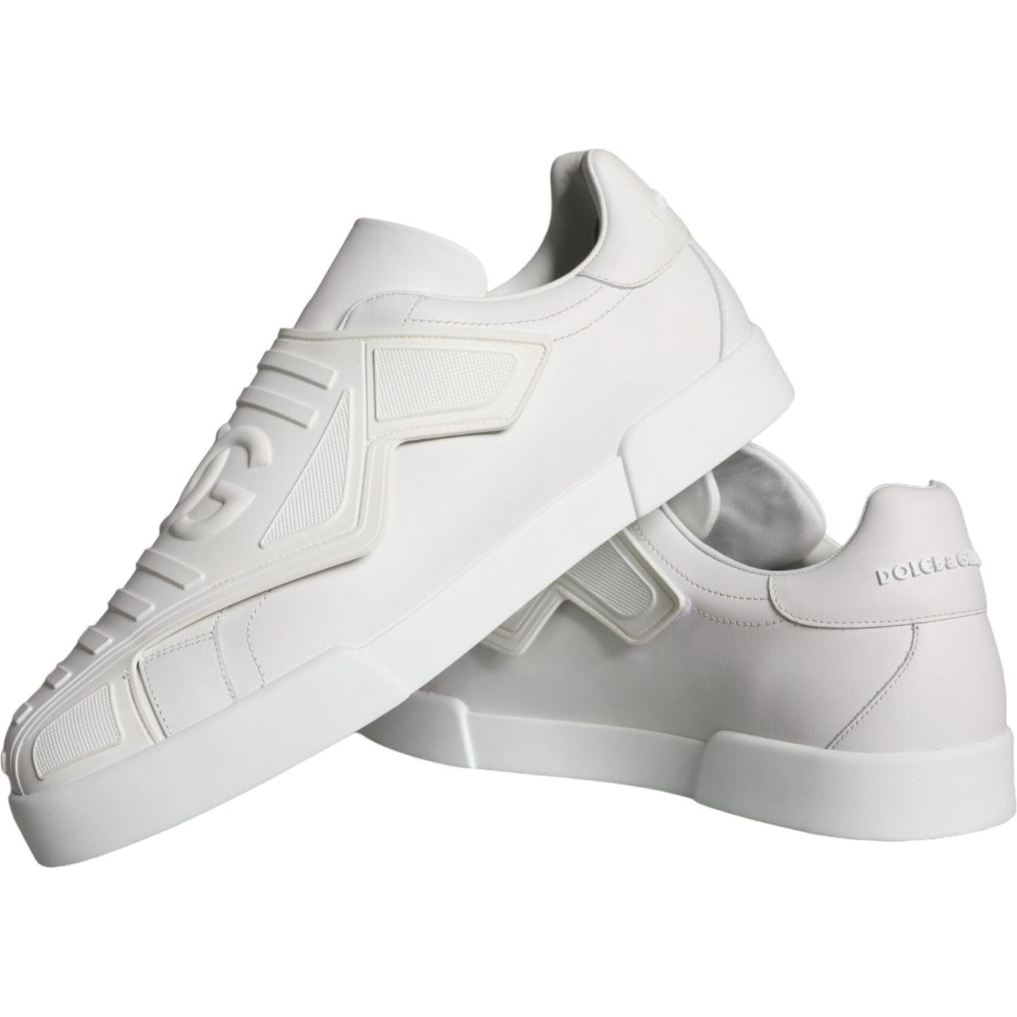 Dolce & Gabbana White Leather Slip On Low Top Sneakers Shoes Dolce & Gabbana