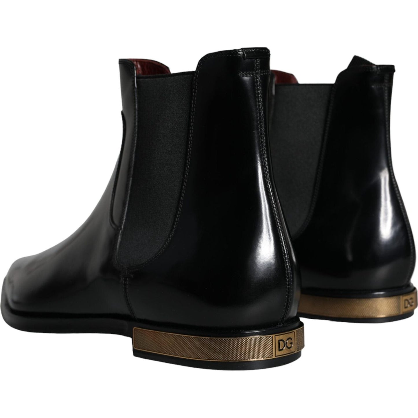 Dolce & Gabbana Black Leather Chelsea Ankle Boots Shoes Dolce & Gabbana