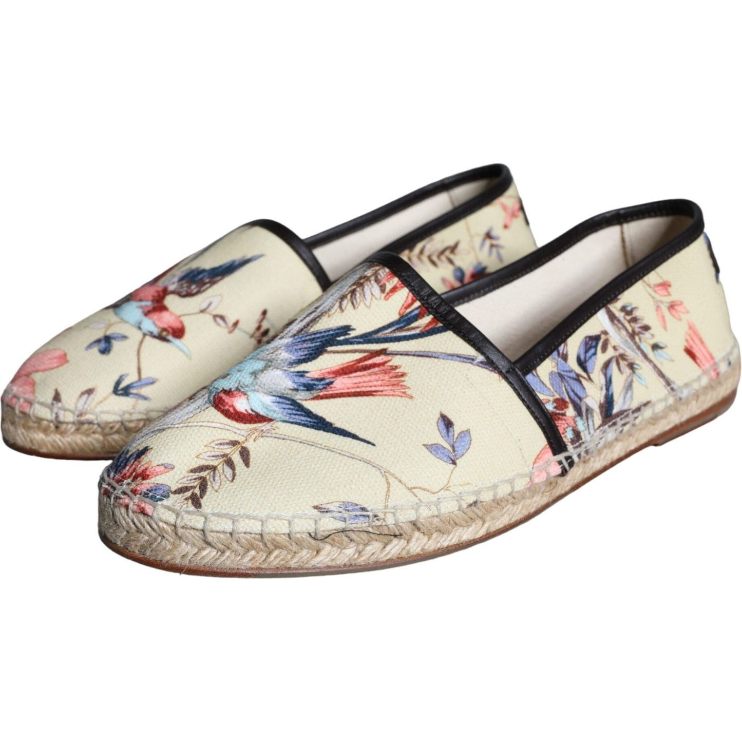 Dolce & Gabbana Beige Floral Canvas Espadrilles Slip On Shoes Dolce & Gabbana