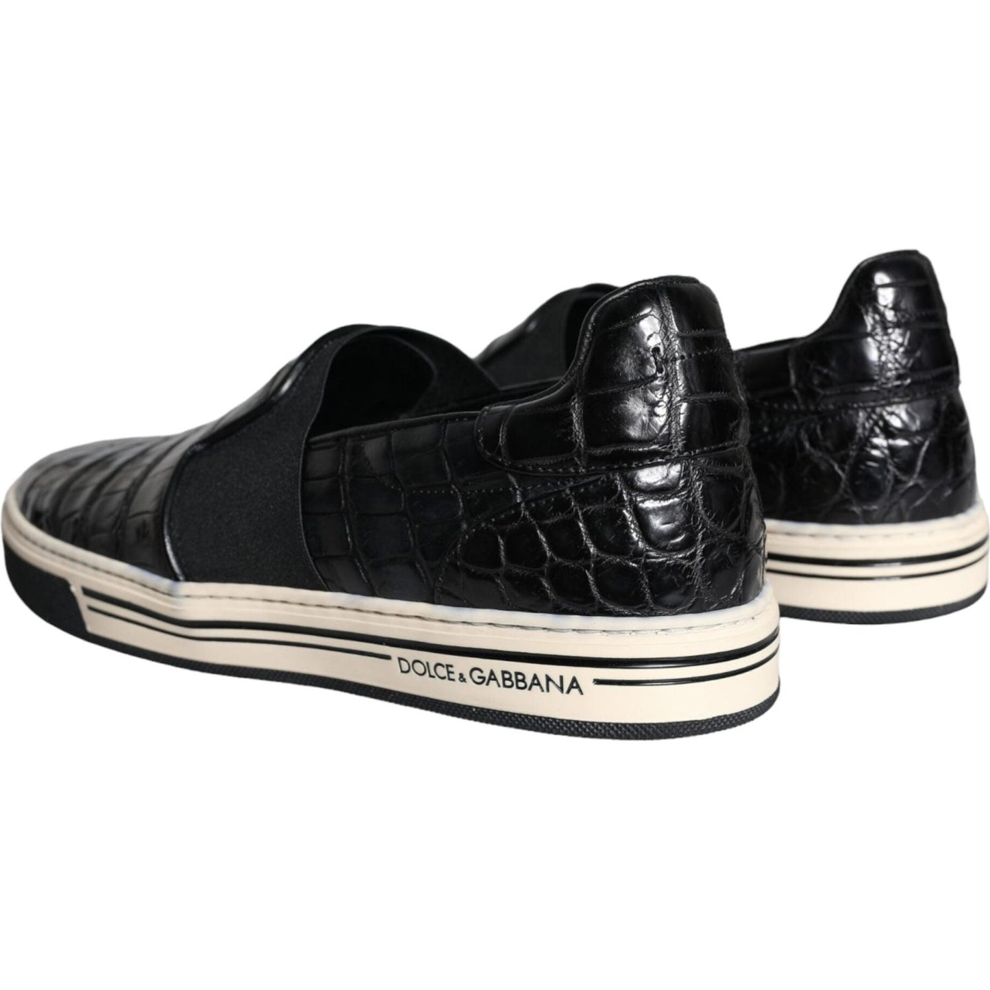 Dolce & Gabbana Black Leather Loafers Slippers Casual Shoes Dolce & Gabbana