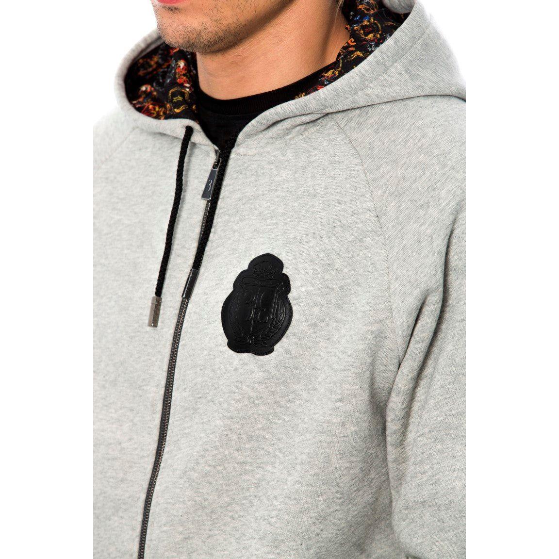 优雅灰色连帽棉质运动服