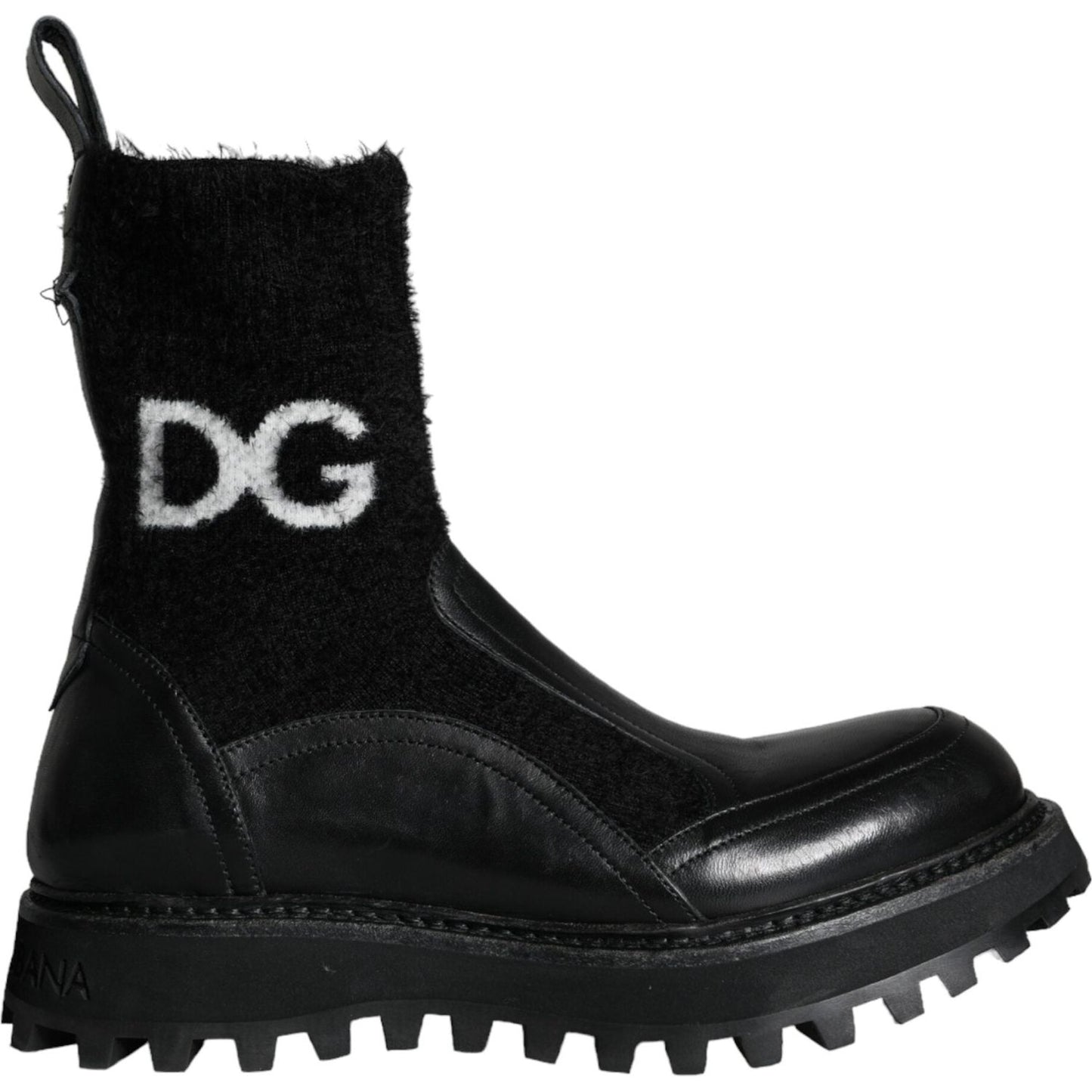 Dolce & Gabbana Black DG Logo Horse Sock Ankle Boots Shoes Dolce & Gabbana