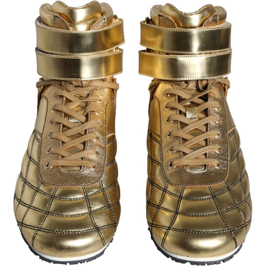 Gold Leather Sartoria High Top Sneakers Shoes