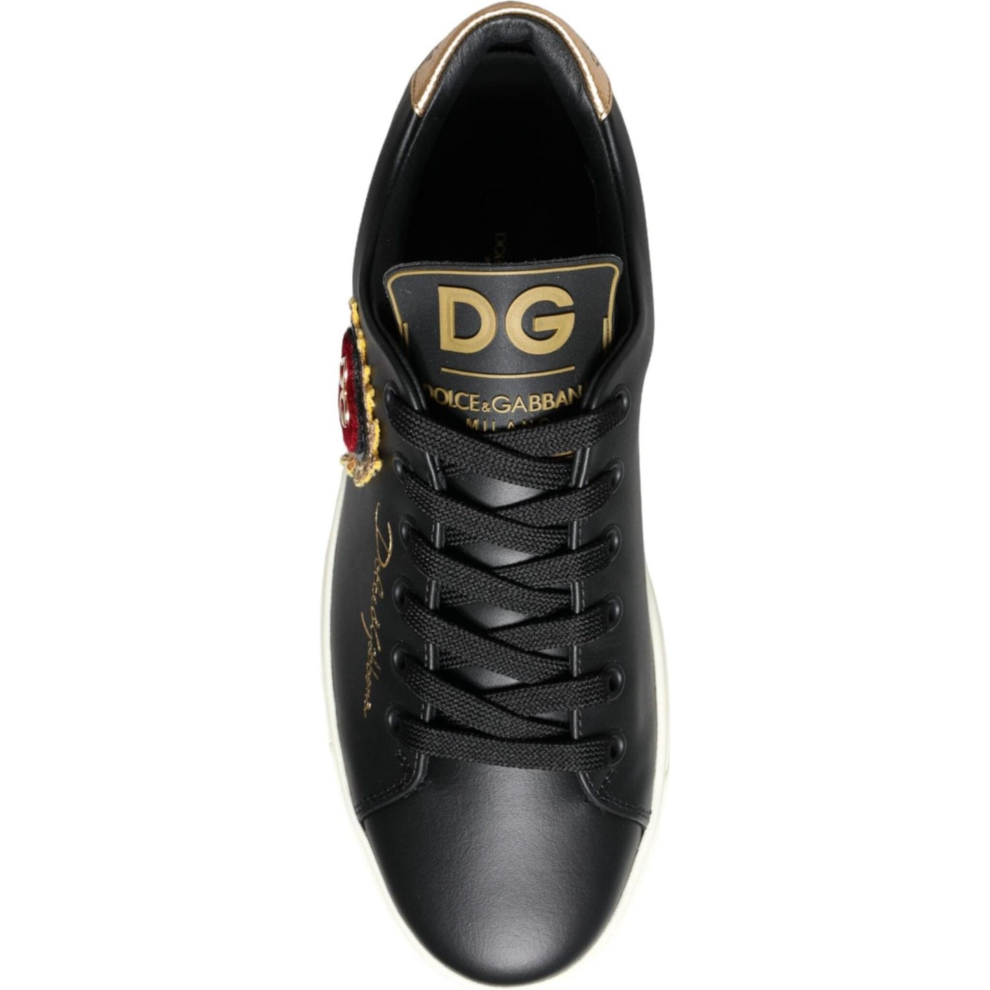 Dolce & Gabbana Black Portofino Sacred Heart Sneakers Shoes Dolce & Gabbana