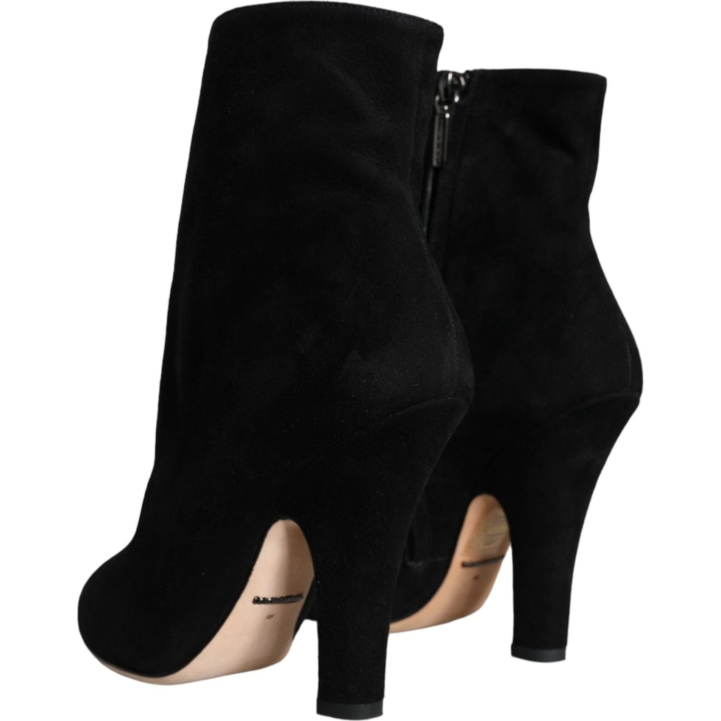 Dolce & Gabbana Black Suede Leather Mid Calf Boots Shoes Dolce & Gabbana