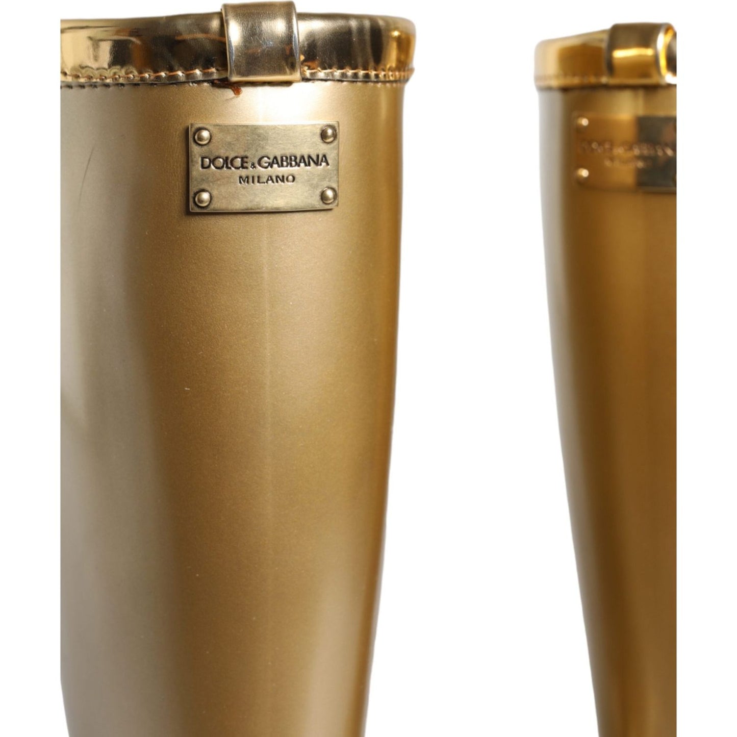 Dolce & Gabbana Metallic Gold Rubber PVC Rain Boots Shoes Dolce & Gabbana