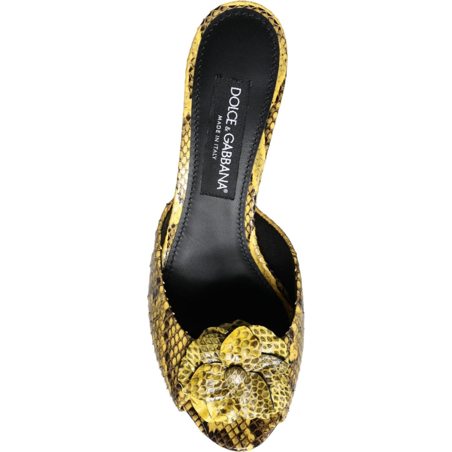 Dolce & Gabbana Yellow Leather Block Heels Slides Shoes Dolce & Gabbana