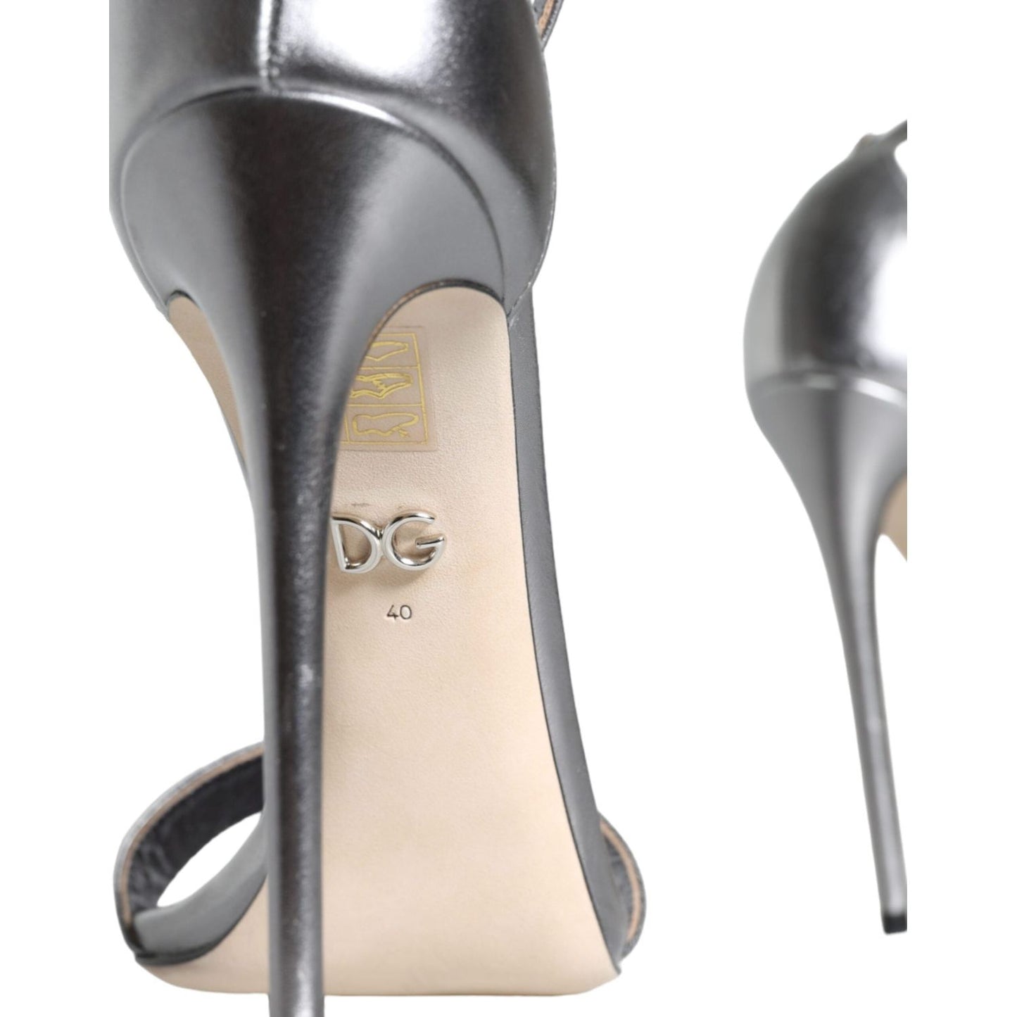 Dolce & Gabbana Silver KEIRA Heels Ankle Strap Sandals Shoes Dolce & Gabbana