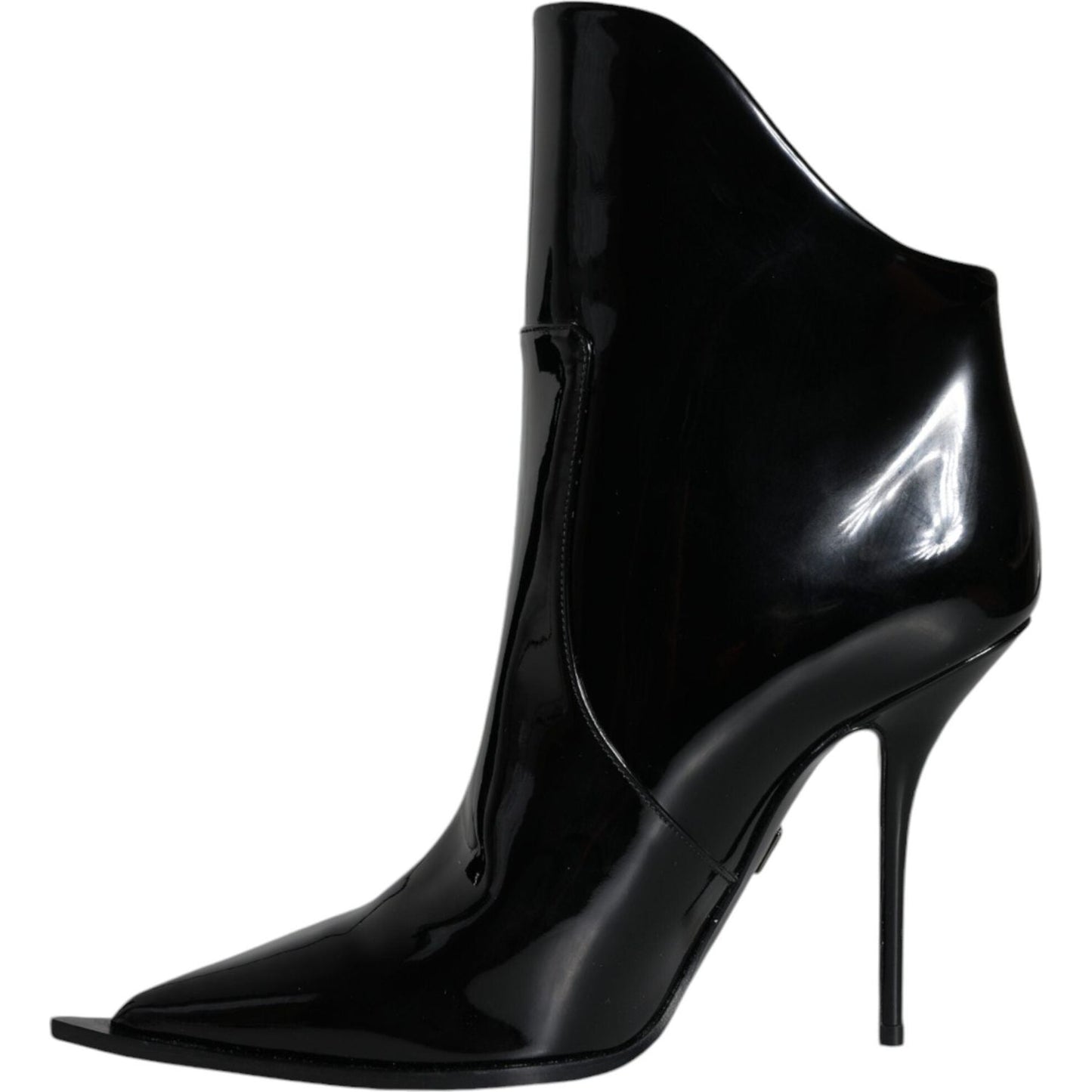 Dolce & Gabbana Black Patent Leather Pointed Ankle Boots Shoes Dolce & Gabbana