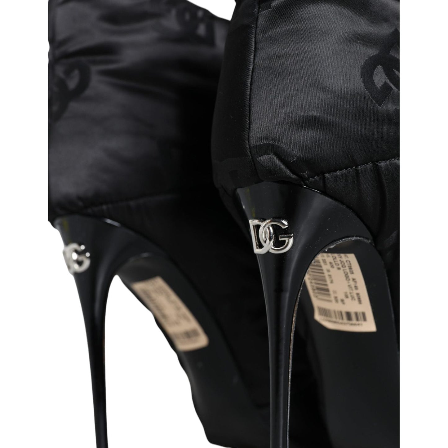 Dolce & Gabbana Black DG Logo Padded Heels Ankle Boots Shoes Dolce & Gabbana