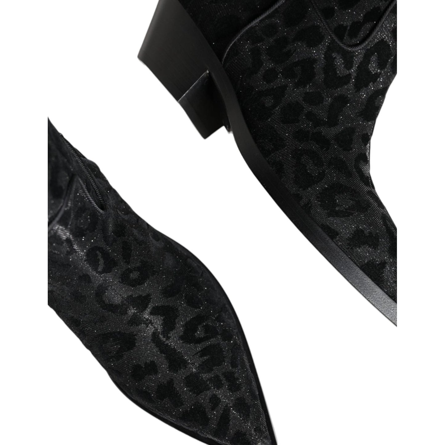 Dolce & Gabbana Black Gray Leopard Cowboy Boots Shoes Dolce & Gabbana