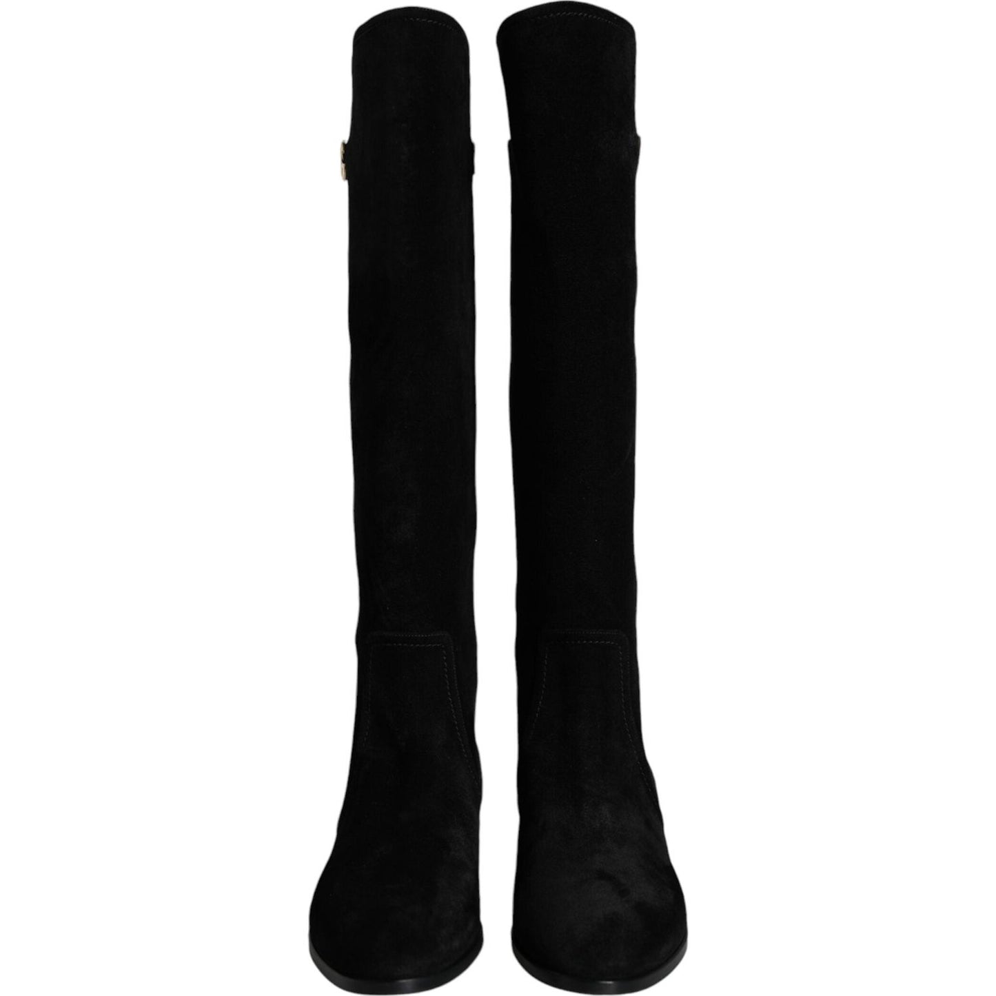 Dolce & Gabbana Black Suede Leather Knee High Boots Shoes Dolce & Gabbana