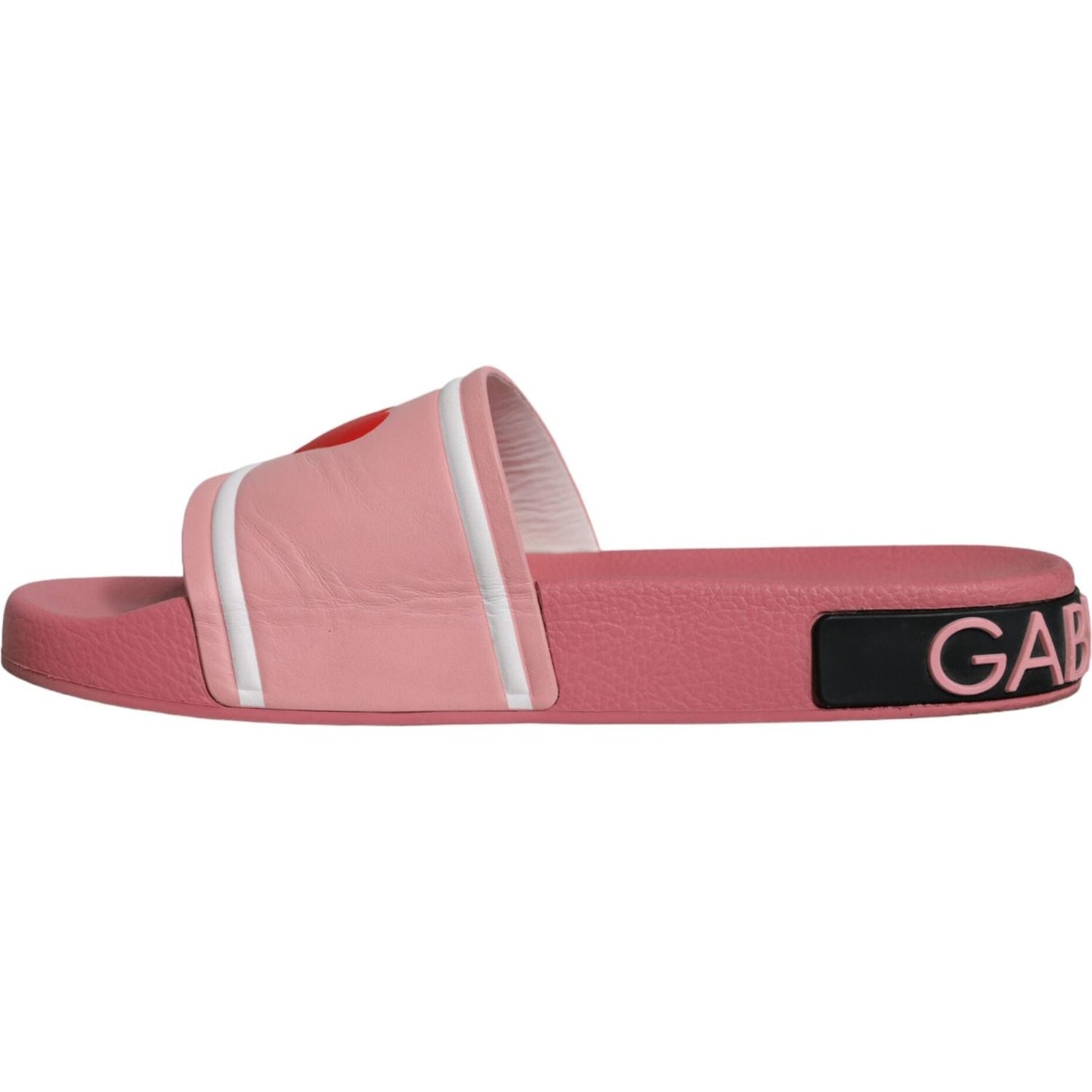 Dolce & Gabbana Pink Leather I Love D&G Sandals Slides Shoes Dolce & Gabbana