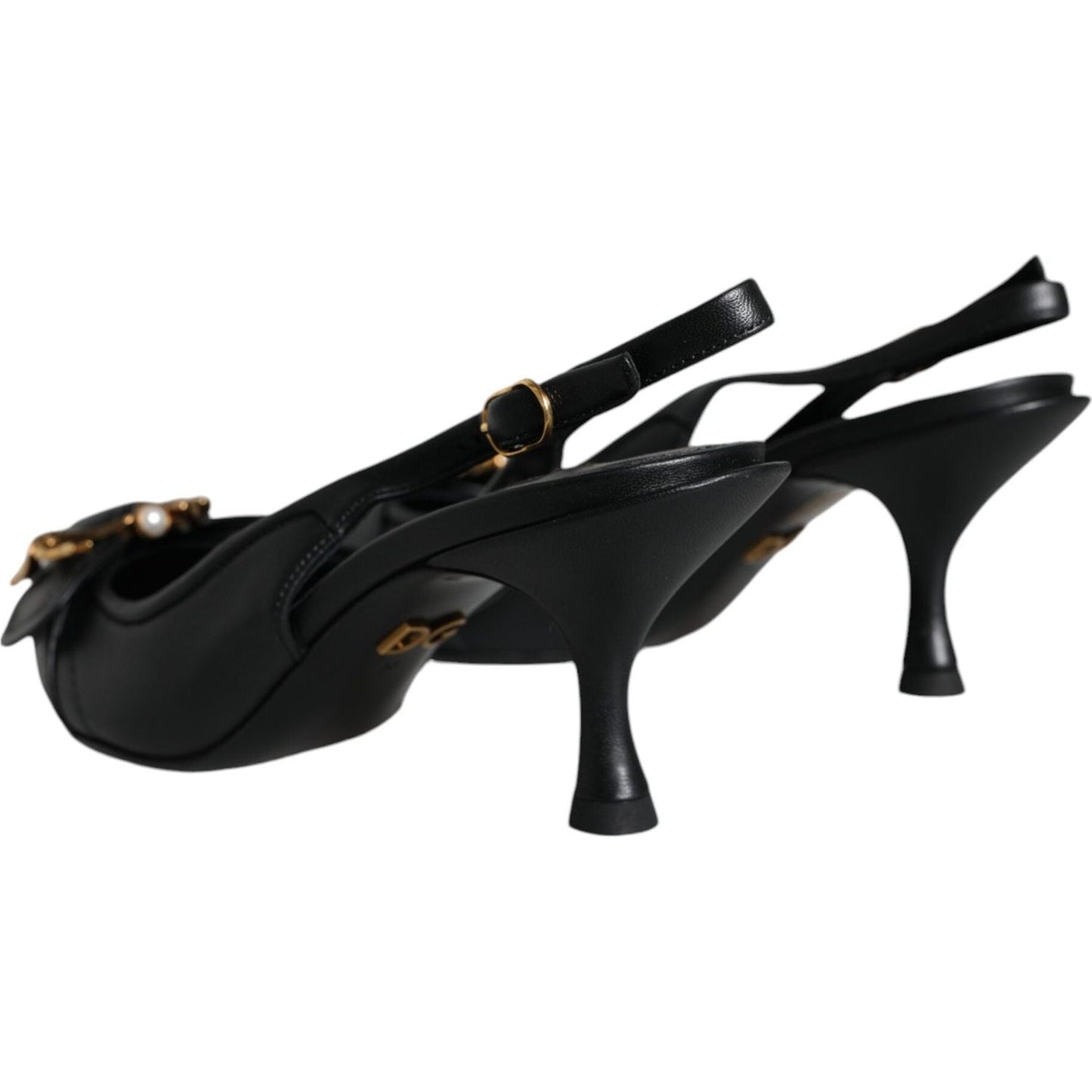 Dolce & Gabbana Black Devotion Leather Heels Slingback Shoes Dolce & Gabbana