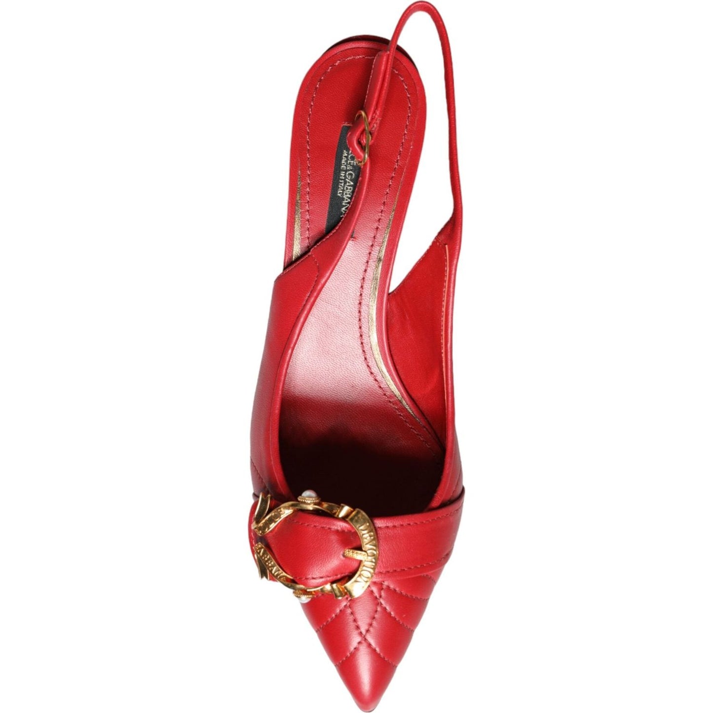 Dolce & Gabbana Red Devotion Leather Heels Slingback Shoes Dolce & Gabbana