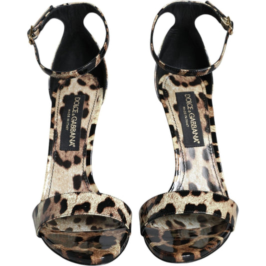 Dolce & Gabbana Brown Leopard KEIRA Ankle Strap Sandals Shoes Dolce & Gabbana