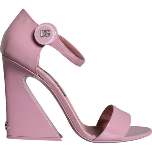 Dolce & Gabbana Pink Leather Logo Heels Keira Sandals Shoes Dolce & Gabbana