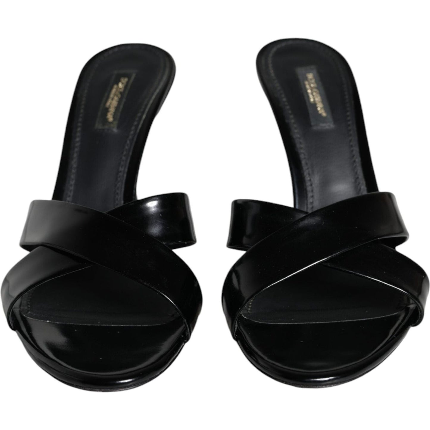 Dolce & Gabbana Black Leather Slides Keira Sandals Shoes Dolce & Gabbana