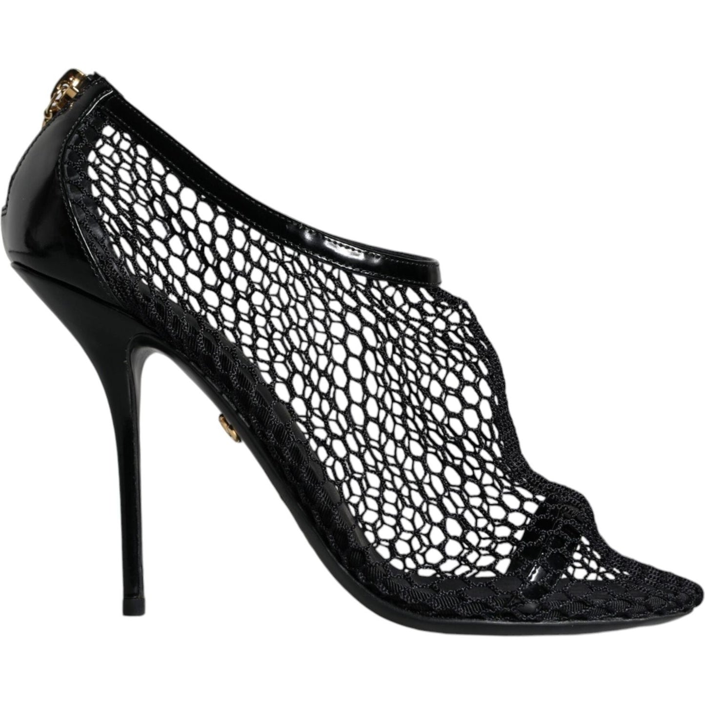 Dolce & Gabbana Black Mesh Leather Heels Keira Sandals Shoes Dolce & Gabbana